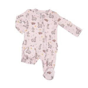 NWT- Easter Bunny - Angel Dear 2-Way Zipper Ruffle Pink Bunnies Footie